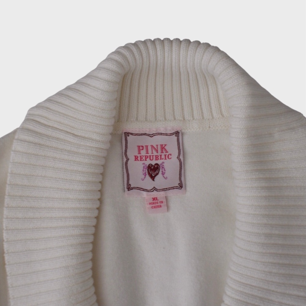 Pink Republic‎ Cotton Shawl Collar Double Breasted Short Sleeve Sweater - Picture 5 of 5